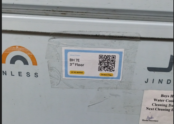 Physical heavy duty tag on water cooler