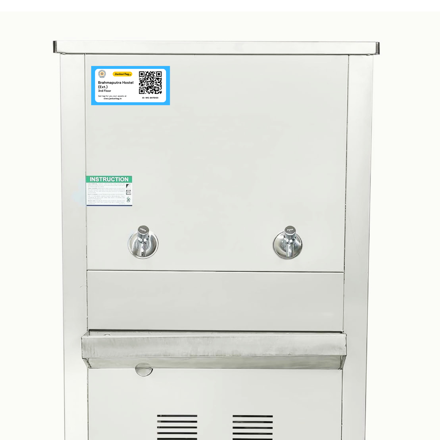 JankariTag QR tag mounted on campus water cooler at NIT Jalandhar